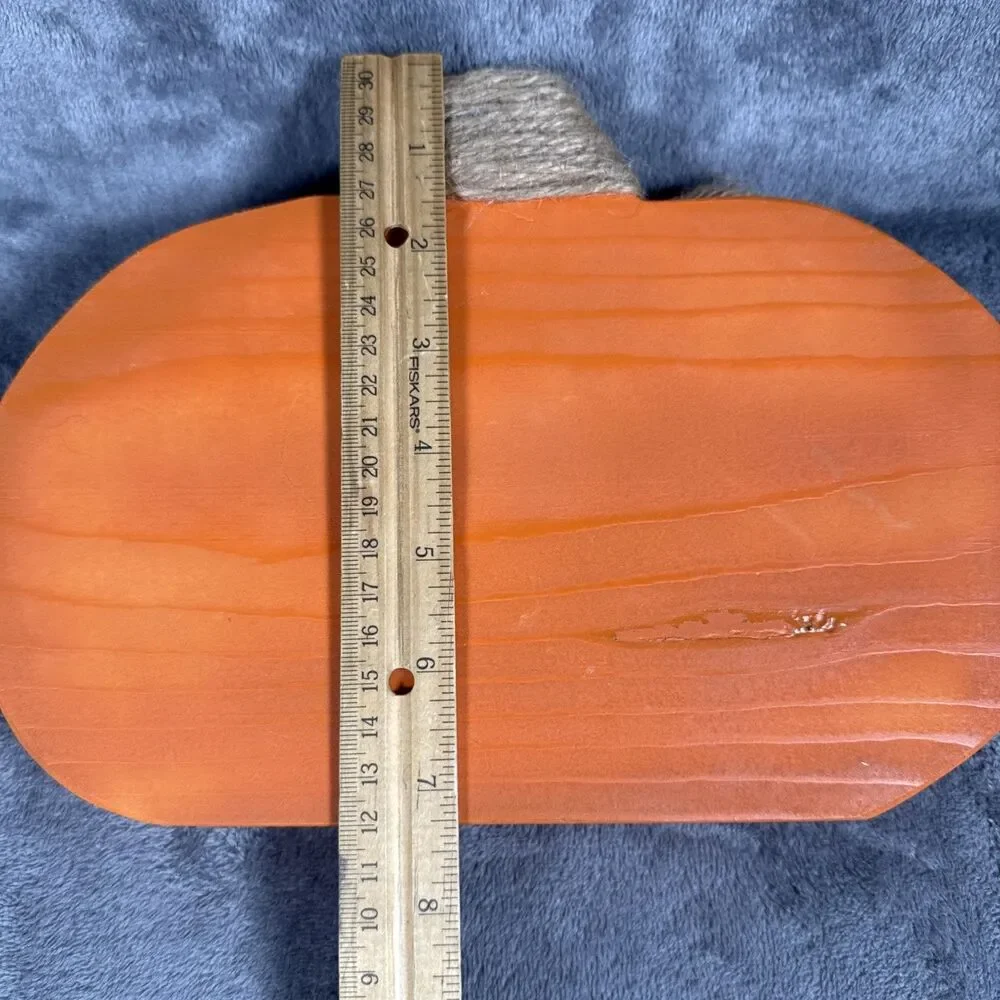 Wooden Pumpkin Halloween Fall Decor 10.5 Inches Orange Rustic